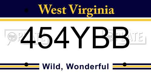 454YBB West Virginia License Plate