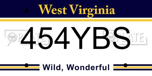 454YBS West Virginia License Plate