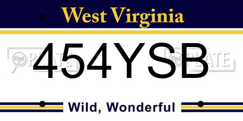 454YSB West Virginia License Plate