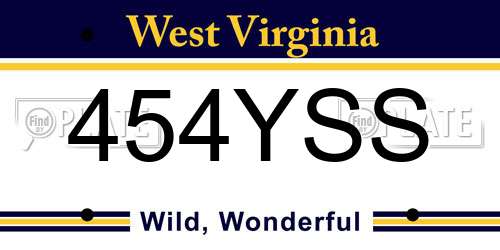 454YSS West Virginia License Plate