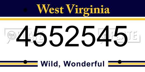 4552545 West Virginia License Plate