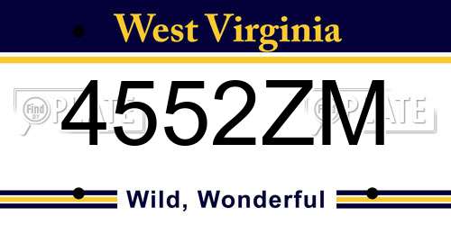 4552ZM West Virginia License Plate