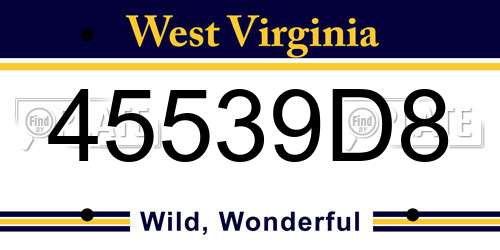 45539D8 West Virginia License Plate