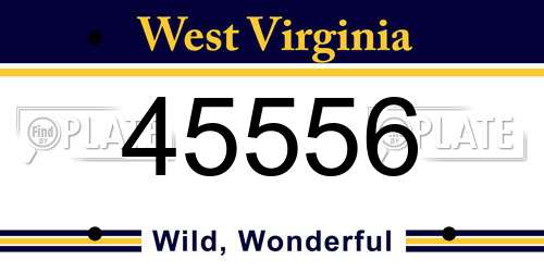 45556 West Virginia License Plate
