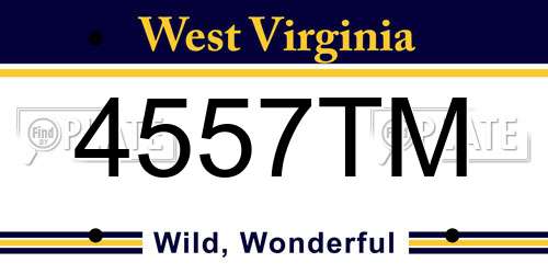 4557TM West Virginia License Plate