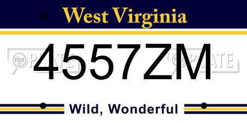 4557ZM West Virginia License Plate