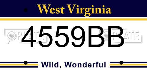 4559BB West Virginia License Plate
