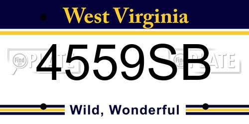 4559SB West Virginia License Plate