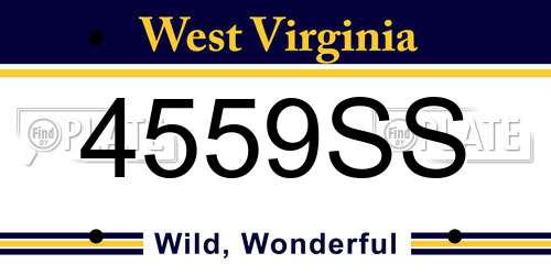 4559SS West Virginia License Plate