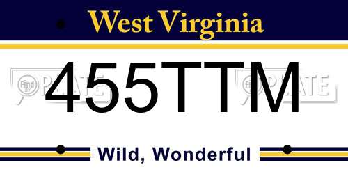 455TTM West Virginia License Plate