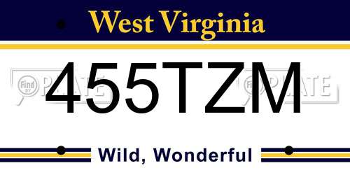 455TZM West Virginia License Plate