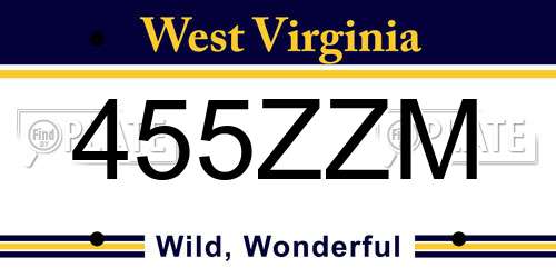 455ZZM West Virginia License Plate
