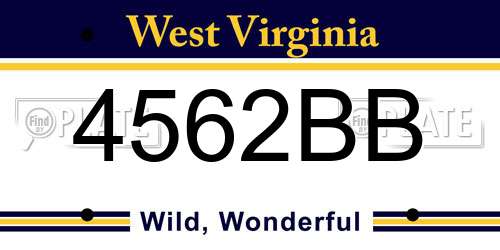4562BB West Virginia License Plate