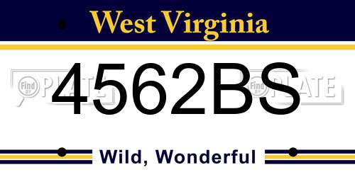 4562BS West Virginia License Plate