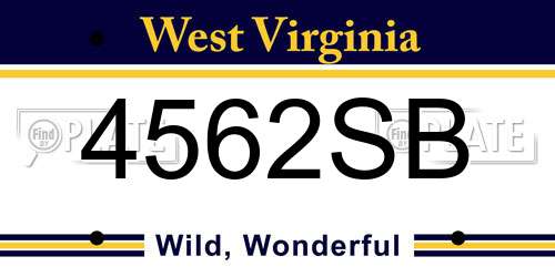 4562SB West Virginia License Plate