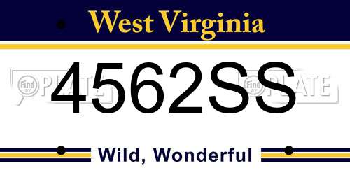 4562SS West Virginia License Plate