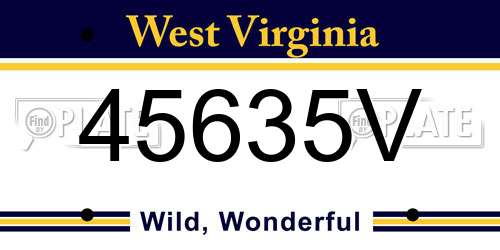 45635V West Virginia License Plate