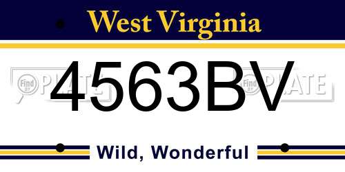 4563BV West Virginia License Plate