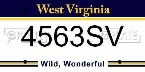 4563SV West Virginia License Plate