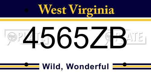 4565ZB West Virginia License Plate