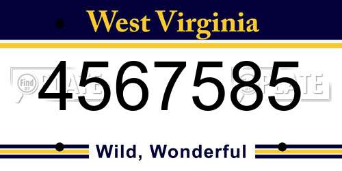 4567585 West Virginia License Plate