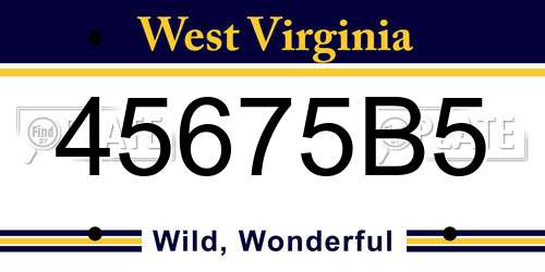 45675B5 West Virginia License Plate