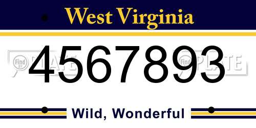 4567893 West Virginia License Plate