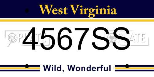 4567SS West Virginia License Plate