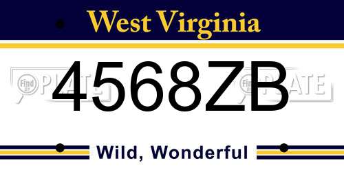 4568ZB West Virginia License Plate
