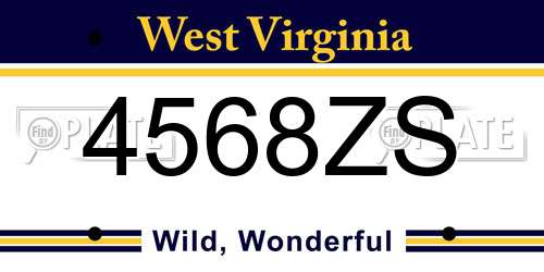 4568ZS West Virginia License Plate
