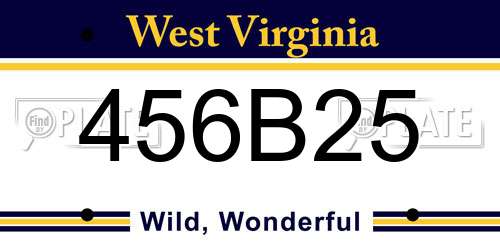 456B25 West Virginia License Plate