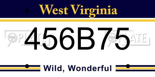 456B75 West Virginia License Plate