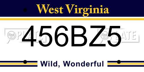 456BZ5 West Virginia License Plate