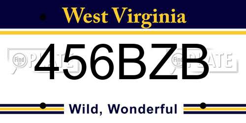 456BZB West Virginia License Plate