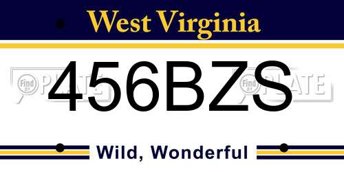 456BZS West Virginia License Plate