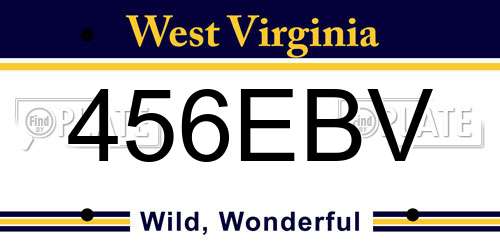 456EBV West Virginia License Plate