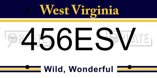 456ESV West Virginia License Plate