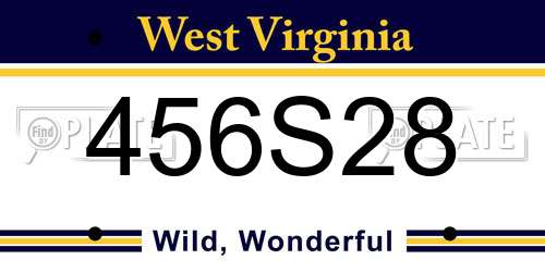 456S28 West Virginia License Plate