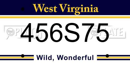 456S75 West Virginia License Plate