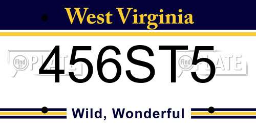 456ST5 West Virginia License Plate