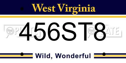 456ST8 West Virginia License Plate