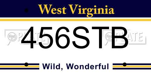 456STB West Virginia License Plate