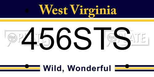 456STS West Virginia License Plate