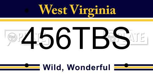 456TBS West Virginia License Plate