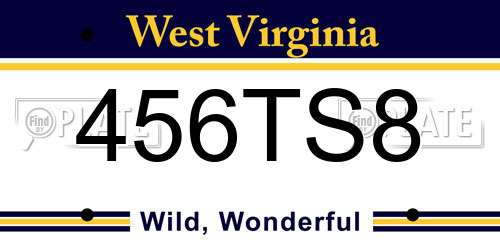 456TS8 West Virginia License Plate