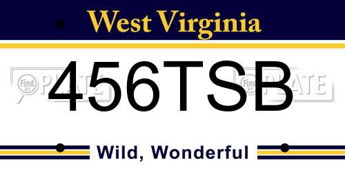 456TSB West Virginia License Plate