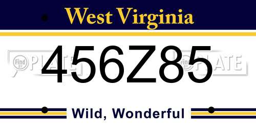 456Z85 West Virginia License Plate