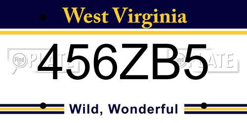 456ZB5 West Virginia License Plate