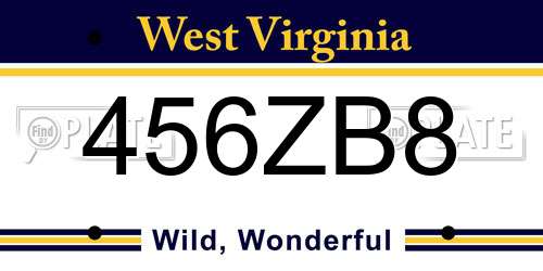 456ZB8 West Virginia License Plate