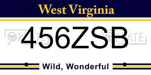 456ZSB West Virginia License Plate